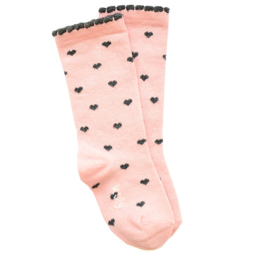 Pink Knee Socks with Hearts