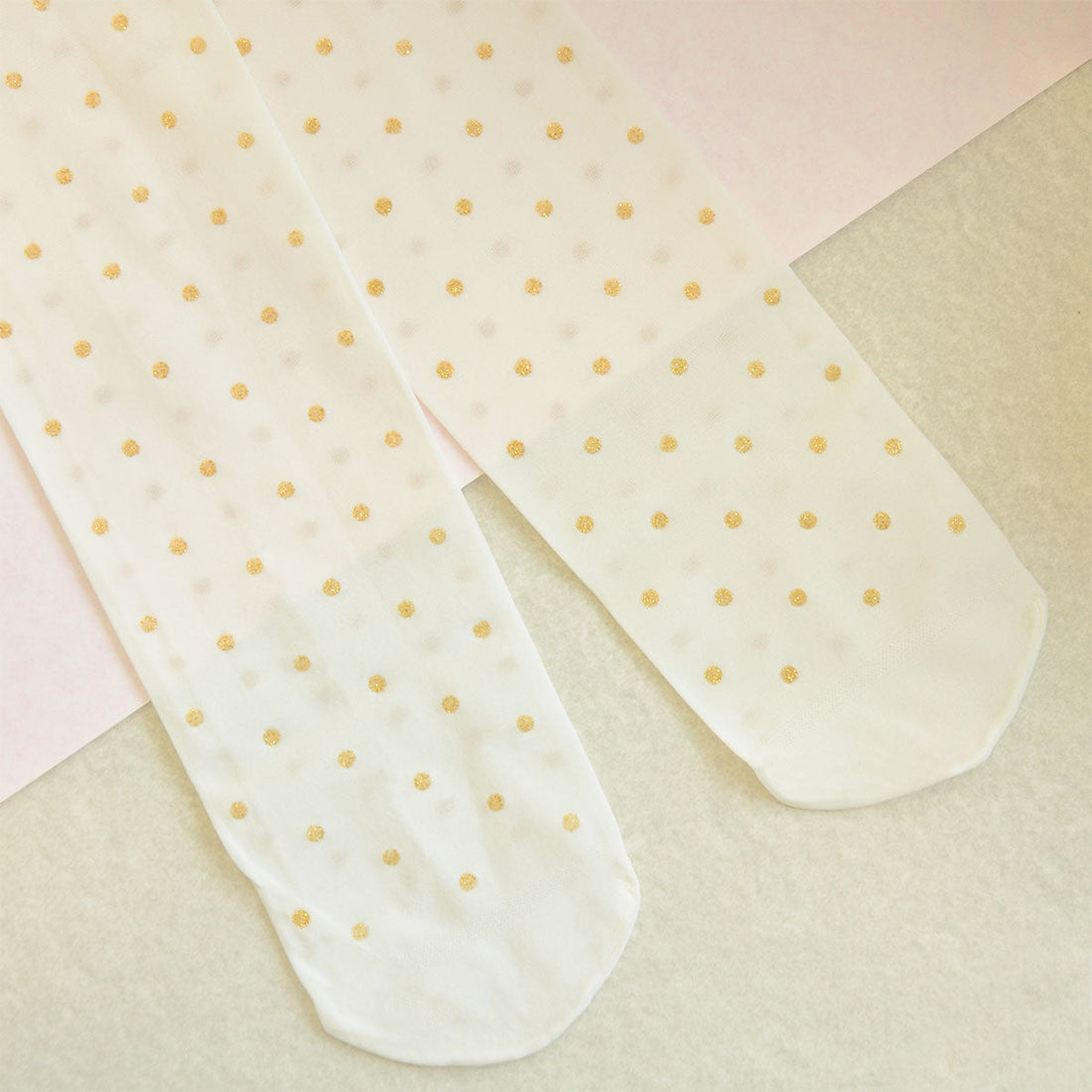 Lily May Cream Girl Tights with Dots