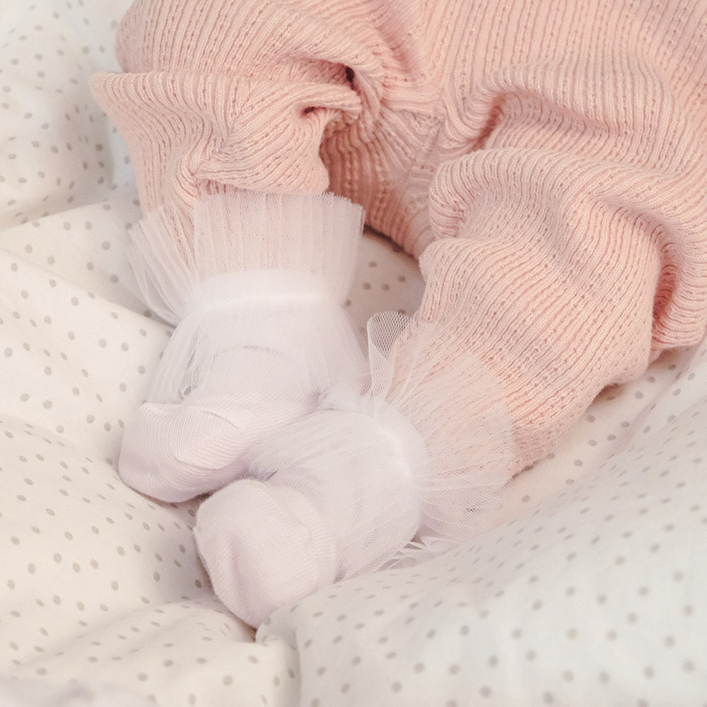 White Baby Ankle Socks with Tulle