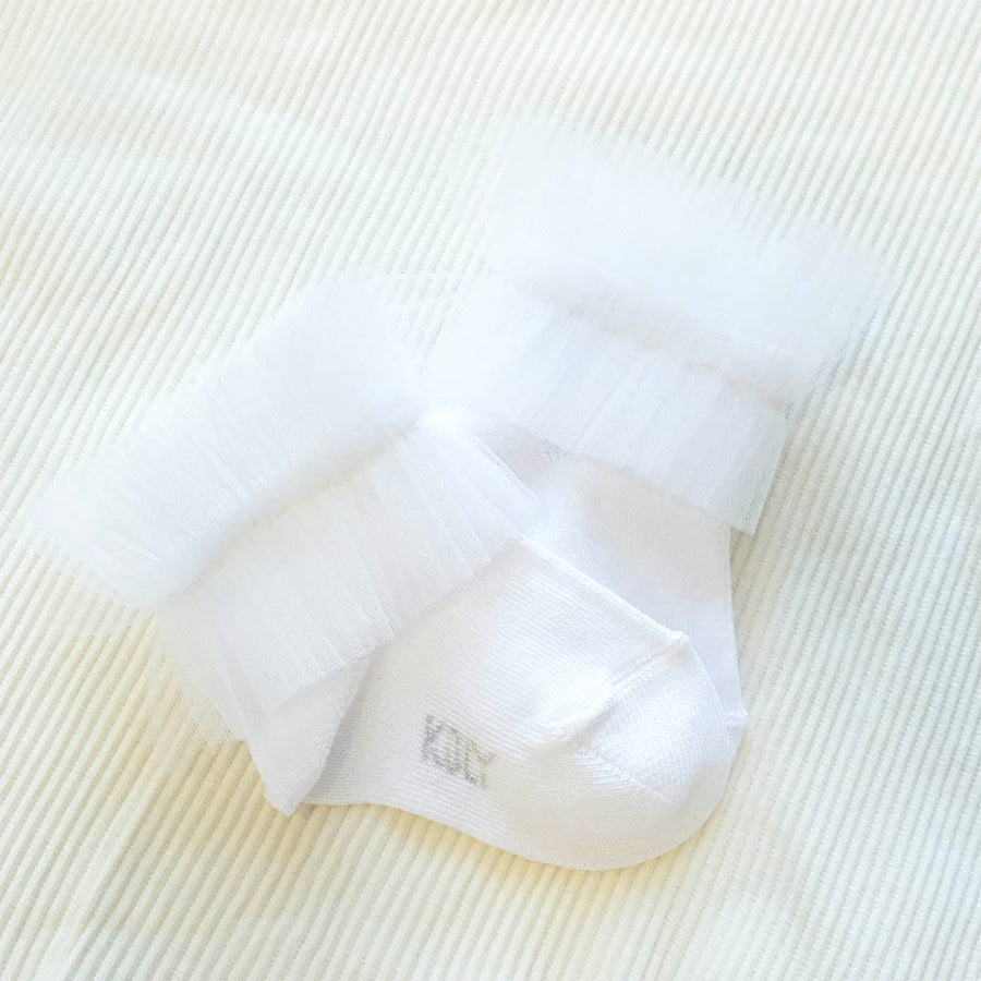 White Baby Ankle Socks with Tulle