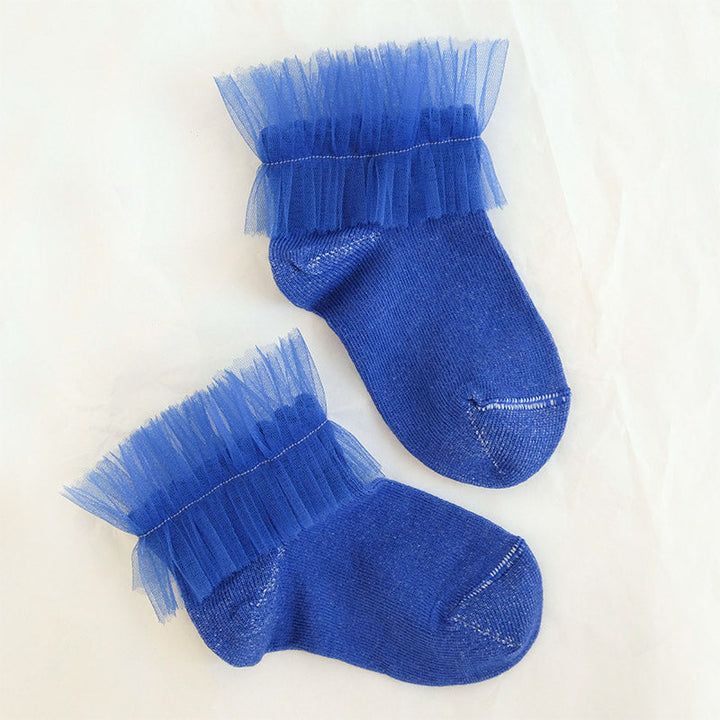 Blue Ankle Socks with Tulle