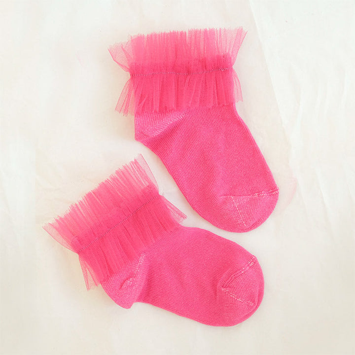 Pink Ankle Socks with Tulle