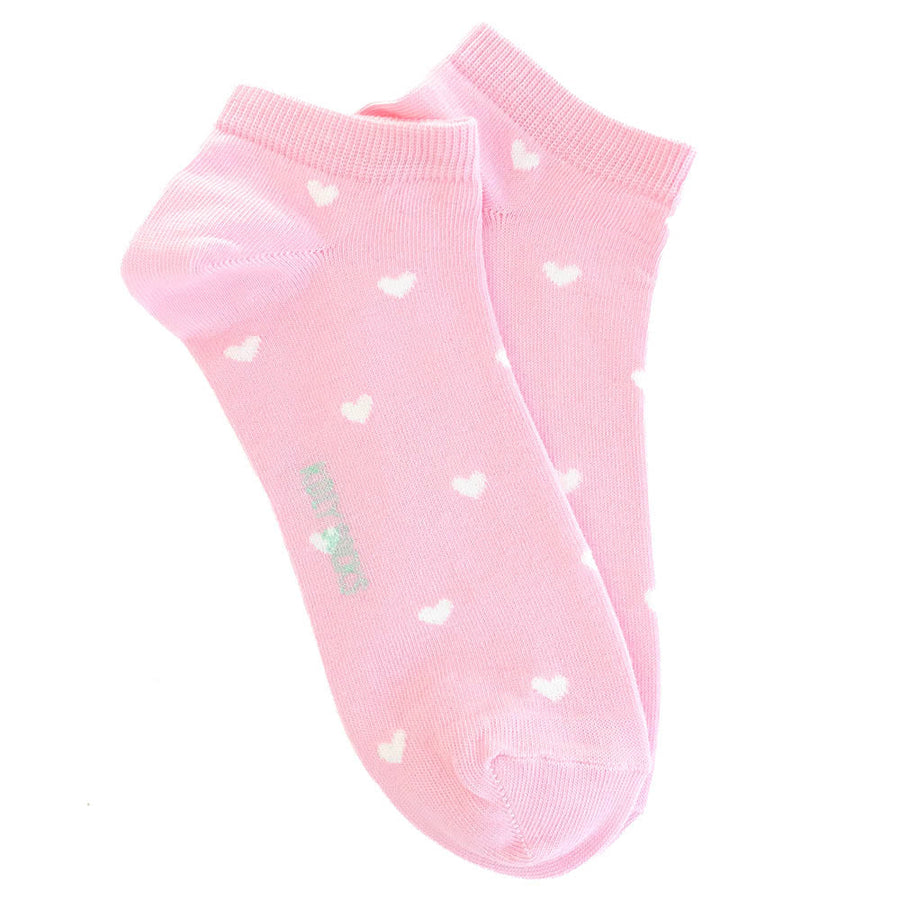 Women pink ankle socks with hearts