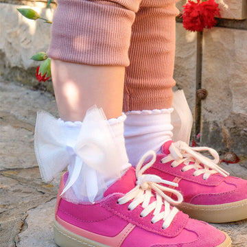 Formal Socks Tulle bow with Satin ribbon