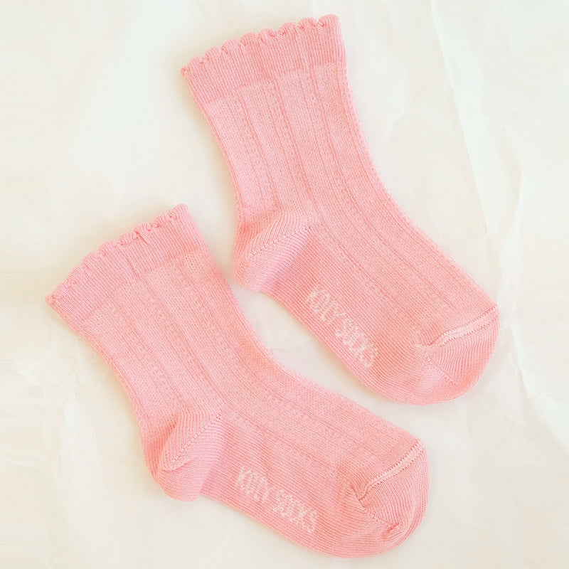 Pink Elegant Ribbed Socks