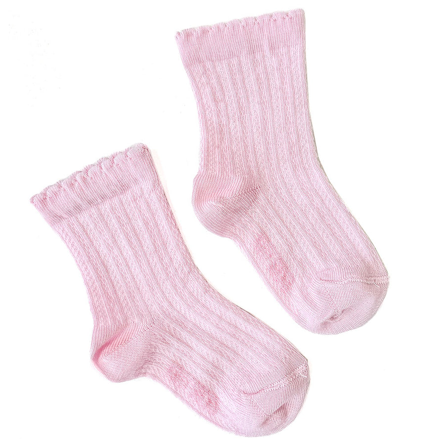 Pink Elegant Ribbed Socks