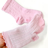 Pink Elegant Ribbed Socks