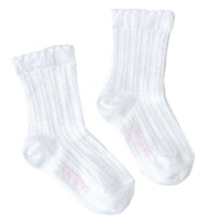 White Elegant Ribbed Socks