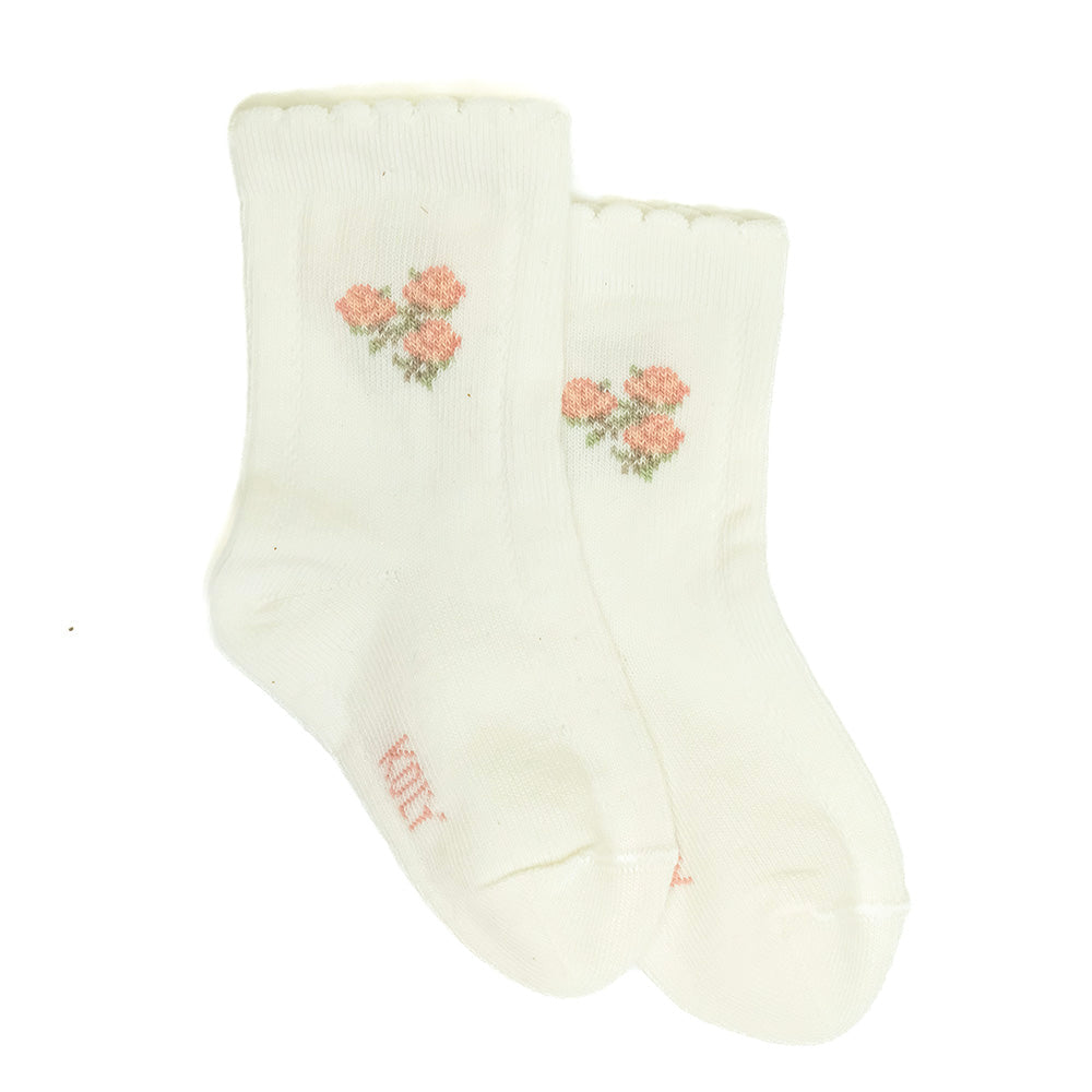 Cream Socks with three roses