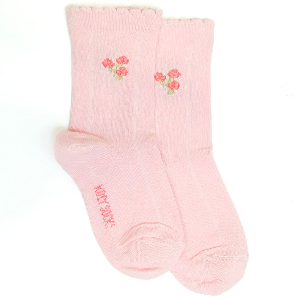 Pink Socks with three roses