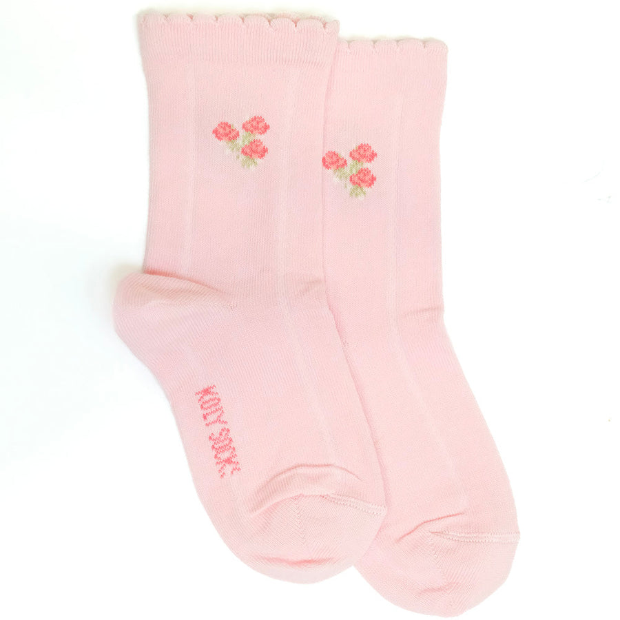 Pink Socks with three roses