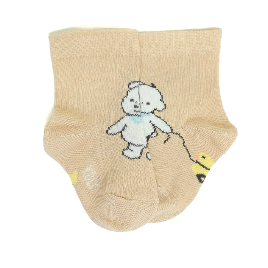 Beige Socks with playful Bear