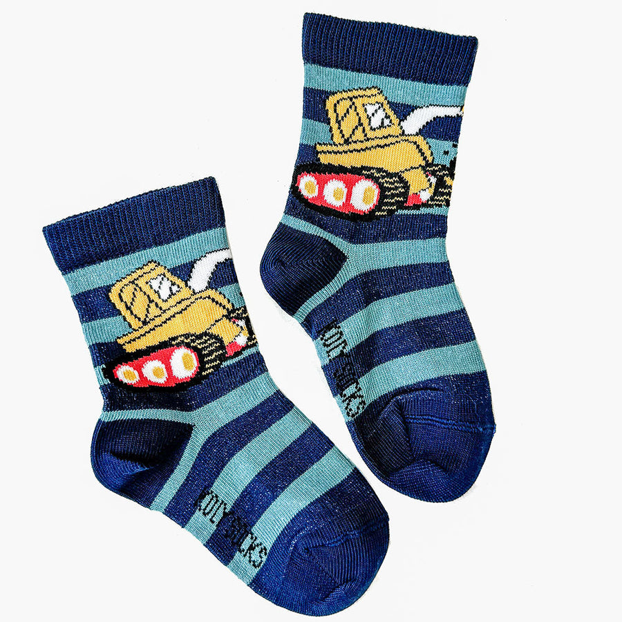 Excavator on Stripes socks