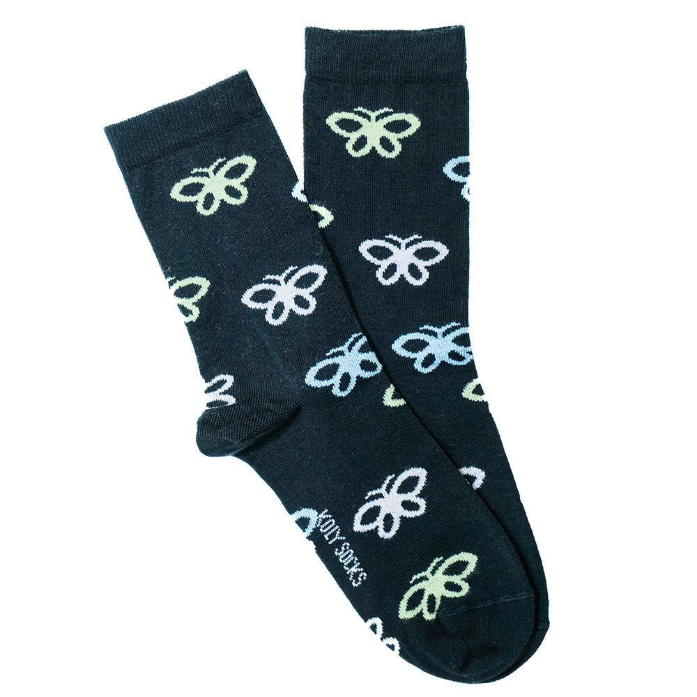 Spring butterflies black socks